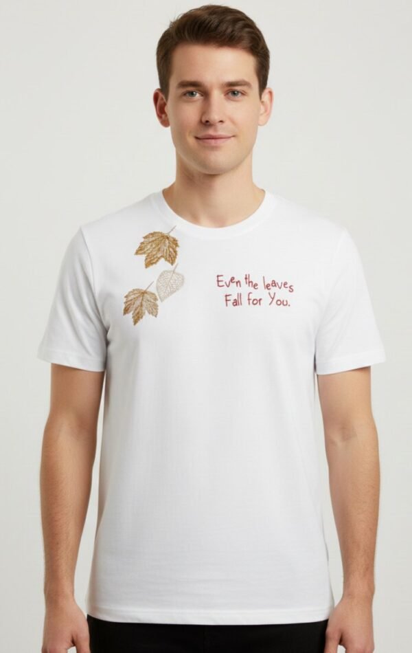 AP BROTHER – Embroidered “Even the Leaves Fall for You” T-Shirt