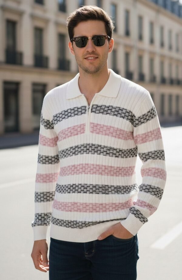 Aurora Woven Texture Half-Zip Sweater