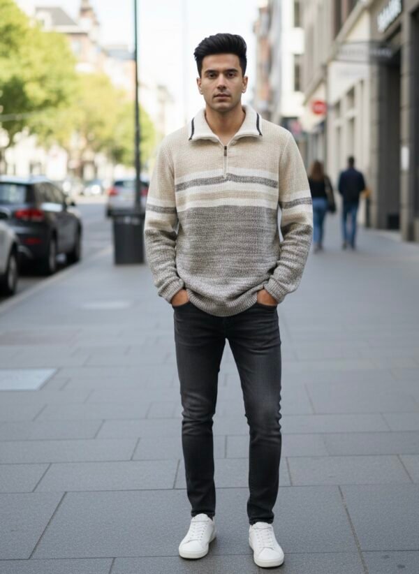 Classic Winter Knit Half-Zip Sweater
