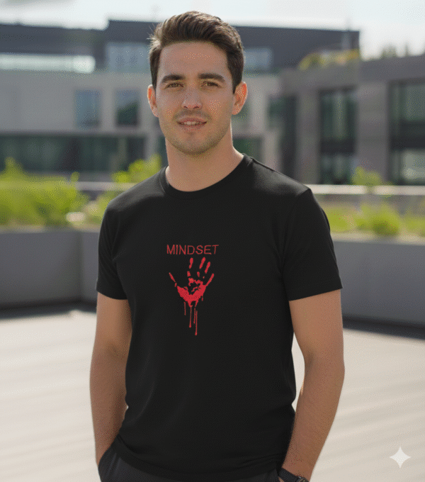 MINDSET Embroidered Oversized Black T-Shirt